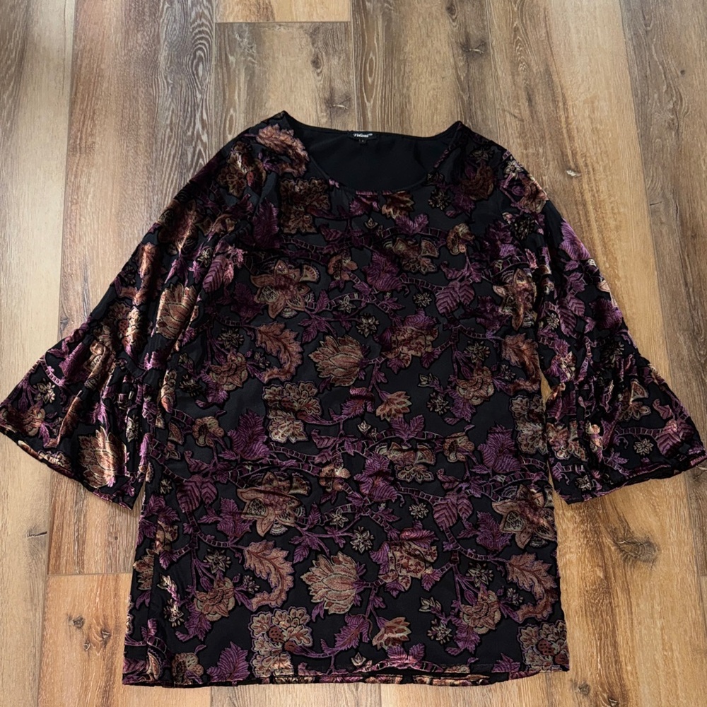 Tolani Floral Velvet Women's dress- Black, Orange and Purple